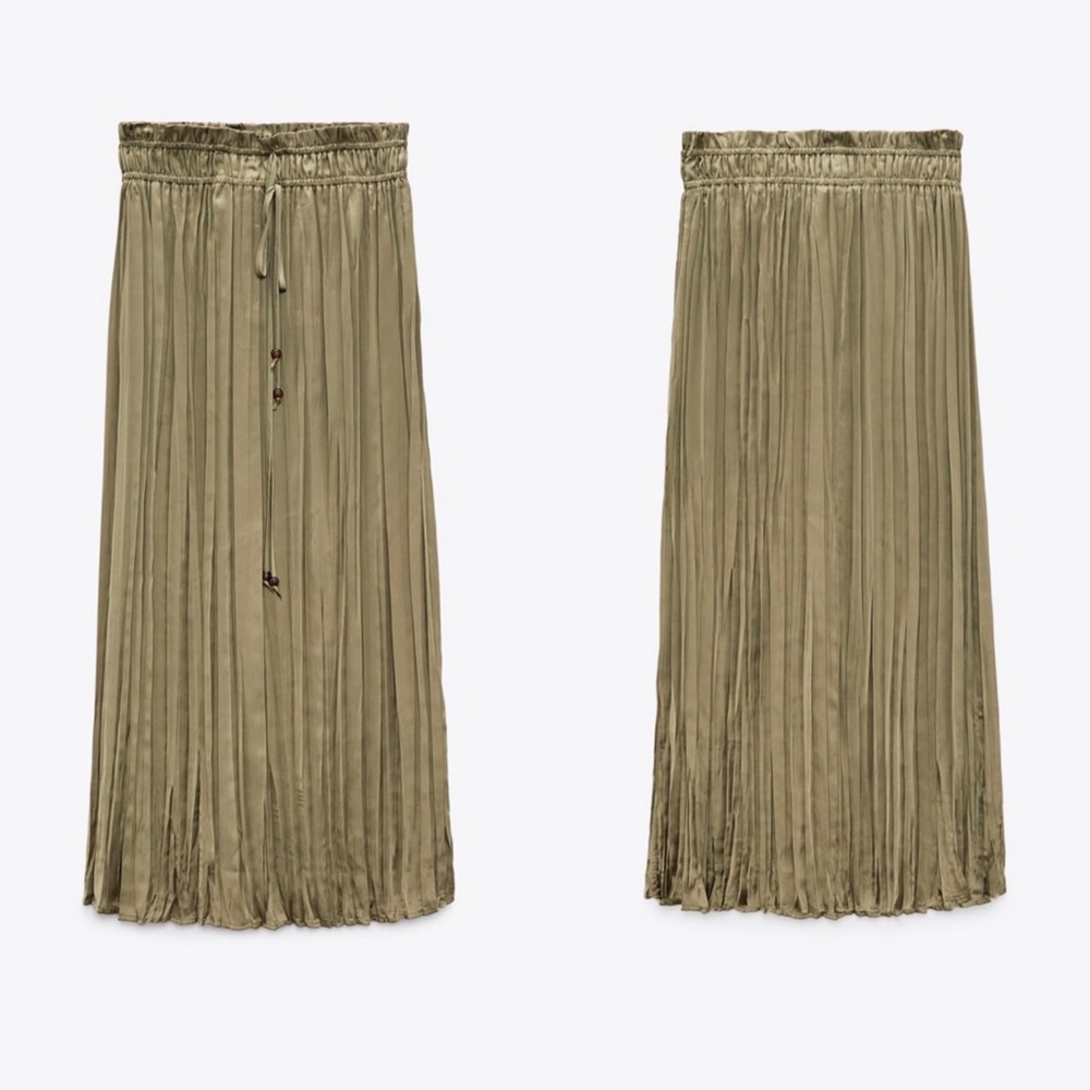 💫 Zara Wrinkle Satin Effect Midi Skirt - NEW 💫 - Picture 2 of 4